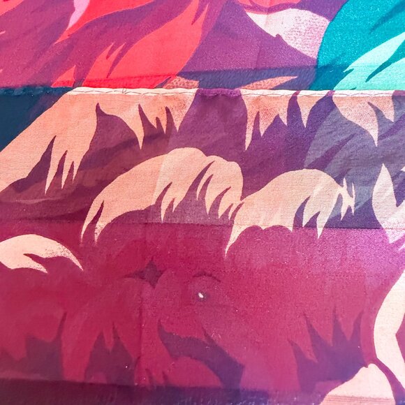 Adrienne Vittadini Vintage Silk Scarf Moody Garden Florals 80s Designer Stmt - Picture 4 of 6